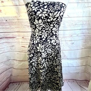 J. crew strapless dress navy and white floral size 2